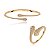 Conjunto de anel e pulseira cravejado de zirconia cristal banho em ouro 18k - Imagem 1