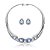 Conjunto de brinco e colar cravejado de zirconia topazio banho em rodio branco - Imagem 1