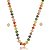 Conjunto flor de brinco e colar cravejado de zircônia colorida banho em ouro 18k - Imagem 3