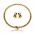 Conjunto de brinco e colar cravejado de zirconia onix banho em ouro 18k - Imagem 1