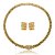 Conjunto de brinco e colar cravejado de zirconia cristal banho em ouro 18k - Imagem 1