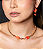 Conjunto de brinco e colar esmaltado com pedra fusion coral banho em ouro 18k - Imagem 1