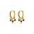 Brinco de argola cravejado de zirconia rainbow banho em ouro 18k - Imagem 1
