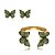 Conjunto de brinco e bracelete esmaltado cravejado de zirconia esmeralda banho em ouro 18k - Imagem 2