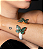 Conjunto de brinco e bracelete esmaltado cravejado de zirconia esmeralda banho em ouro 18k - Imagem 3