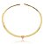 Colar Aro dourado liso com pedra fusion rosa banho em ouro 18k - Imagem 1