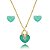 Conjunto de brinco e colar cravejado de zirconia e pedra fusion banho em ouro 18k - Imagem 2