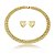 Conjunto de coração brinco e colar liso dourado banho em ouro 18k - Imagem 1