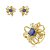 Conjunto de anel e brinco cravejado de zirconia e pedra fusion banho em ouro 18k - Imagem 1