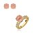 Conjunto de anel e brinco cravejado de zirconia e pedra fusion banho em ouro 18k - Imagem 2