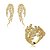 Conjunto de anel e brinco cravejado de zirconia cristal banho em ouro 18k - Imagem 2