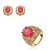 Conjunto de anel e brinco cravejado de zircônia e pedra fusion rubelita banho em ouro 18k - Imagem 1