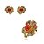 Conjunto de anel e brinco cravejado de zirconia e pedra fusion banho em ouro 18k - Imagem 2