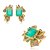 Conjunto de anel e brinco cravejado de zirconia e pedra fusion banho em ouro 18k - Imagem 2