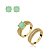 Conjunto de anel e brinco cravejado de zirconia e pedra fusion banho em ouro 18k - Imagem 1