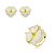 Conjunto de anel e brinco esmaltado com pedra fusion banho em ouro 18k - Imagem 1