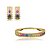 Conjunto de brinco e bracelete cravejado de zirconia rainbow banho em ouro 18k - Imagem 1