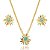 Conjunto de brinco e colar cravejado de zirconia e pedra fusion banho em ouro 18k - Imagem 1