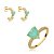 Conjunto de brinco e anel cravejado de zirconia e pedra fusion banho em ouro 18k - Imagem 1