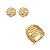 Conjunto de brinco e anel liso banho em ouro 18k - Imagem 1