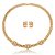 Conjunto de brinco e colar cravejado de zirconia cristal banho em ouro 18k - Imagem 1