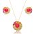 Conjunto de brinco e colar cravejado de zirconia e pedra fusion banho em ouro 18k - Imagem 1