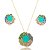 Conjunto de brinco e colar cravejado de zirconia e pedra fusion banho em ouro 18k - Imagem 1