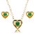 Conjunto de brinco e colar cravejado pedra fusion esmeralda banho em ouro 18k - Imagem 1