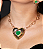 Conjunto de brinco e colar cravejado pedra fusion esmeralda banho em ouro 18k - Imagem 3