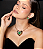 Conjunto de brinco e colar cravejado pedra fusion esmeralda banho em ouro 18k - Imagem 2