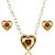 Conjunto de brinco e colar cravejado pedra fusion rubi banho em ouro 18k - Imagem 2
