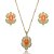 Conjunto de brinco e colar cravejado de zirconia e pedra fusion banho em ouro 18k - Imagem 1