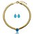 Conjunto de brinco e colar com pedra fusion azul banho em ouro 18k - Imagem 2