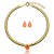 Conjunto de brinco e colar com pedra fusion coral banho em ouro 18k - Imagem 1