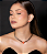 Conjunto de brinco e colar com pedra fusion coral banho em ouro 18k - Imagem 2