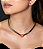 Conjunto de brinco e colar com pedra fusion coral banho em ouro 18k - Imagem 3