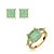 Conjunto de brinco e anel cravejado de zirconia e pedra fusion banho em ouro 18k - Imagem 1