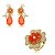 Conjunto de brinco e anel cravejado de zirconia e pedra fusion banho em ouro 18k - Imagem 1