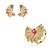 Conjunto de Brinco e Anel cravejado de zircônia colorida Banho em ouro 18k - Imagem 2