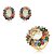 Conjunto de brinco e anel cravejado de zircônia rainbow e pedra fusion banho em ouro 18k - Imagem 1