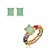 Conjunto de brinco e anel cravejado de zirconia e pedra fusion banho em ouro 18k - Imagem 1