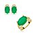 Conjunto de brinco e anel cravejado de zirconia e pedra fusion banho em ouro 18k - Imagem 1