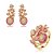 Conjunto de brinco e anel cravejado de zirconia pink e cristal banho em ouro 18k - Imagem 1