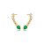 Brinco ear cuff cravejado de zirconia pedra fusion esmeralda banho em ouro 18k - Imagem 1