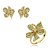 Conjunto de brinco e anel cravejado de zirconia esmeralda banho em ouro 18k - Imagem 1