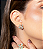 Conjunto de brinco e anel cravejado de zirconia esmeralda banho em ouro 18k - Imagem 2