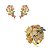 Conjunto de brinco e anel cravejado de zirconia rainbow banho em ouro 18k - Imagem 1
