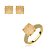 Conjunto de brinco e anel cravejado de zirconia e pedra fusion banho em ouro 18k - Imagem 2