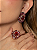 Conjunto de brinco e anel luxo cravejado de zircônia pink e pedra fusion rubelita banho em ouro 18k - Imagem 1