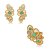 Conjunto de brinco e anel cravejado de zirconia e pedra fusion banho em ouro 18k - Imagem 1